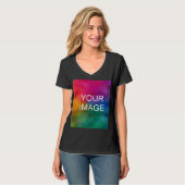 Trendy Black Elegant Modern Sjabloon uploadt T-Shi T-shirt (Voorkant volledig)