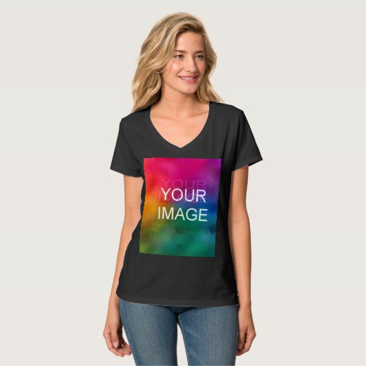 Trendy Black Elegant Modern Sjabloon uploadt T-Shi T-shirt (Voorkant volledig)