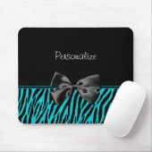 Trendy Black en Blauwgroen Zebra afdrukken met lin Muismat (Met muis)