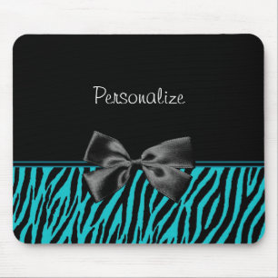 Trendy Black en Blauwgroen Zebra afdrukken met lin Muismat
