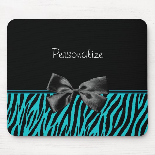 Trendy Black en Blauwgroen Zebra afdrukken met lin Muismat (Voorkant)