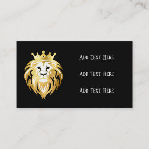 Trendy Black en Faux Gold Lion Head Logo Visitekaartje