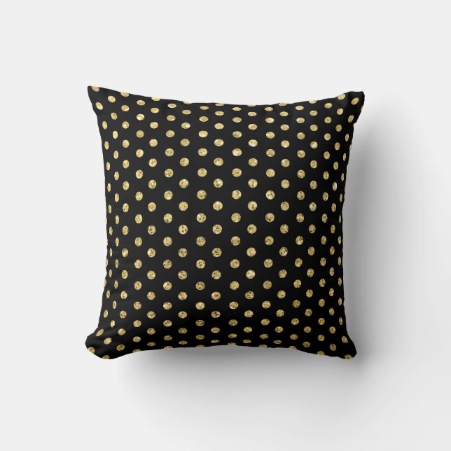 Trendy Black en Gold Polka-Stippen Pattern Kussen (Voorkant)