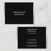 Trendy Black en Silver Modern minimalistisch desig Visitekaartje (Voorkant / Achterkant)