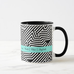 Trendy Black en White Geometric Aqua Mode Mok