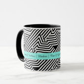 Trendy Black en White Geometric Aqua Mode Mok (Voorkant links)