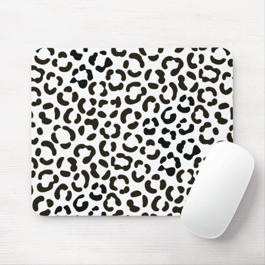 Trendy Black en White Leopard Print Pattern Muismat (Met muis)