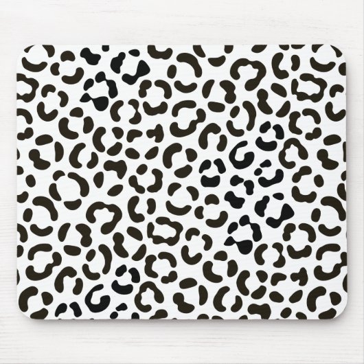 Trendy Black en White Leopard Print Pattern Muismat (Voorkant)