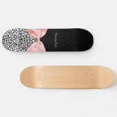 Trendy Black en White Leopard Print Pink Skateboard (Horizontaal)