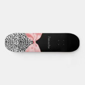 Trendy Black en White Leopard Print Pink Skateboard (Horizontaal)