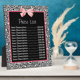Trendy Black en White Leopard Print Price List Fotoplaat