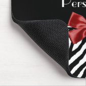 Trendy Black en White Leopard Zebra Print Red Bow Muismat (Hoek)