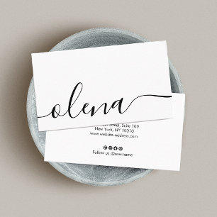 Trendy Black en White Script Calligraphy Business Visitekaartje