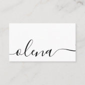Trendy Black en White Script Calligraphy Business Visitekaartje (Voorkant)