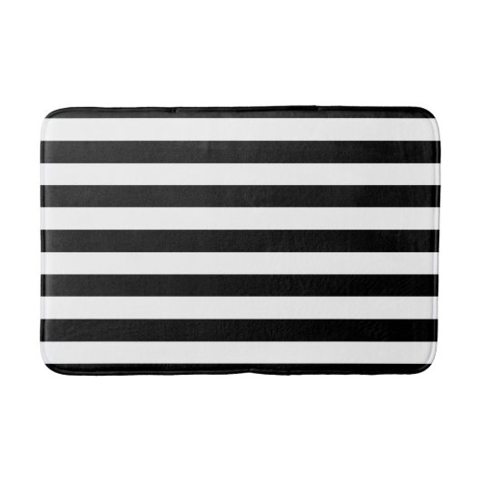 Trendy Black en White Wide Horizontal Stripes Badmat (Voorkant)