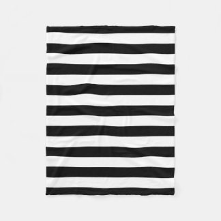 Trendy Black en White Wide Horizontal Stripes Fleece Deken