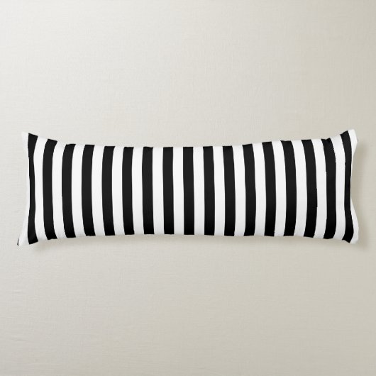 Trendy Black en White Wide Horizontal Stripes Lichaamskussen (Voorkant)