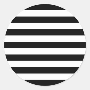 Trendy Black en White Wide Horizontal Stripes Ronde Sticker