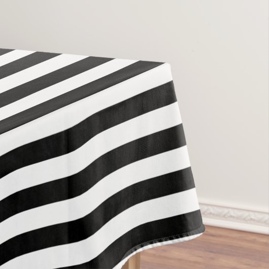 Trendy Black en White Wide Horizontal Stripes Tafelkleed (Voorbeeld)