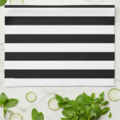 Trendy Black en White Wide Horizontal Stripes Theedoek (Gevouwen)