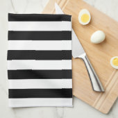 Trendy Black en White Wide Horizontal Stripes Theedoek (Quarter Fold)