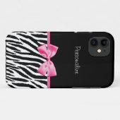 Trendy Black en White Zebra print roze lint Case-Mate iPhone Case (Achterkant (horizontaal))