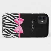 Trendy Black en White Zebra print roze lint Case-Mate iPhone Case (Achterkant (horizontaal))