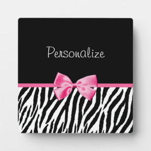 Trendy Black en White Zebra print roze lint Fotoplaat