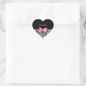 Trendy Black en White Zebra print roze lint Hart Sticker (Tas)