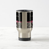 Trendy Black en White Zebra print roze lint Reisbeker (Center)