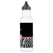 Trendy Black en White Zebra print roze lint Waterfles (Rechts)