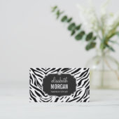 Trendy Black en White Zebra Print Shiny Diamond Visitekaartje (Staand voorkant)