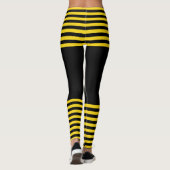 Trendy Black en Yellow Striped Leggings (Achterkant)