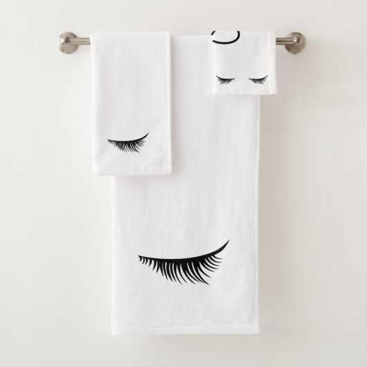 Trendy Black Eyelashes Silhouette Bad Handdoek (Insitu)