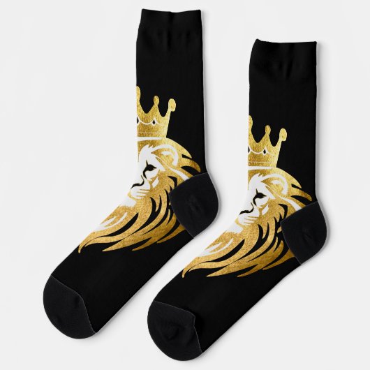 Trendy Black Faux Gold King Lionhead Sokken (Links)