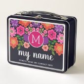 Trendy Black Floral Pattern met Custom Monogram (Voorkant)