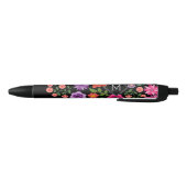 Trendy Black Floral Pattern met Custom Monogram Zwarte Inkt Pen (Bodem)