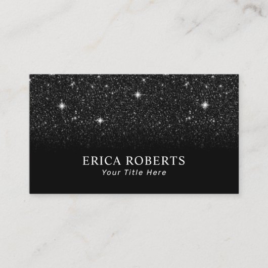 Trendy Black Glitter Elegant Minimalist Visitekaartje (Voorkant)