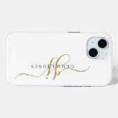 Trendy Black Gold Monogram Initiaal Script Name Case-Mate iPhone Case (Achterkant (horizontaal))