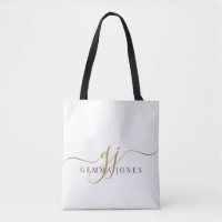 Trendy Black Gold Monogram Initiaal Script Name