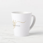 Trendy Black Gold Monogram Initiaal Script Name Latte Mok (Rechterhoek)