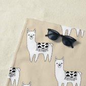 Trendy Black & Llama Sketch met Initialen Strandlaken (In situ)