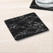 Trendy Black Marble Stone Vierkante Kartonnen Onderzetter (Schuin)