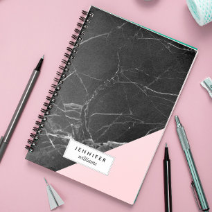 Trendy Black Marble Texture Notitieboek