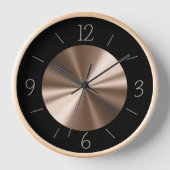 Trendy Black met Bronze Center Wall Clock (Voorkant)