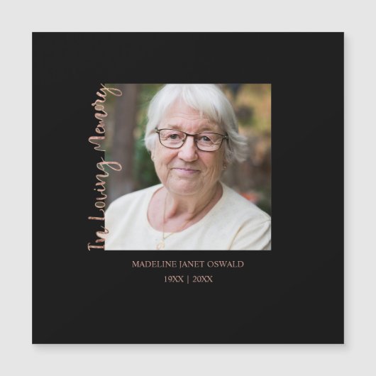 Trendy Black Minimalist Custom Photo Remembrance (Voorkant)