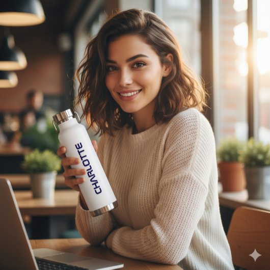 Trendy Black Name Script Custom Waterfles