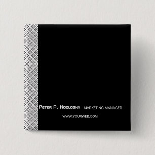 Trendy Black Pattern Professional Occupation Vierkante Button 5,1 Cm