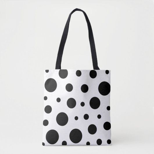 Trendy Black Polka Dot Pattern Draagtas (Voorkant)