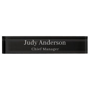 Trendy Black Professional Plain Modern Elegant Naambordje